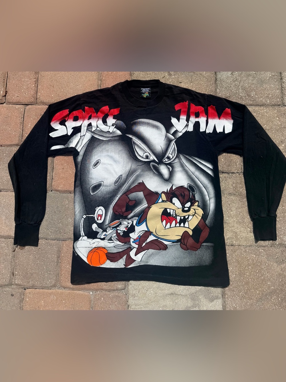 Vintage 1996 Space Jam Freeze Long Sleeve Taz Monstars Warner Bros Shirt